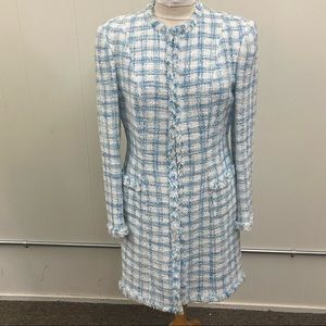 Manigance Paris fringe checkered tweed coat